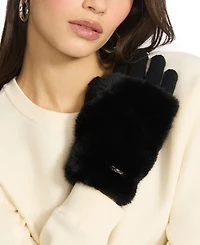 Steve Madden Faux-Fur-Cuff Cozy Knit Gloves
