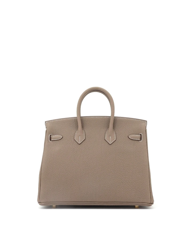 Pre-Owned Hermes Birkin 25 Handbag Grey Togo with Gold Hardware