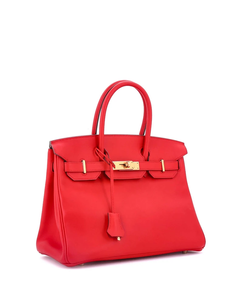 Pre-Owned Hermes Birkin 30 Handbag Red Jonathan with Gold Hardware
