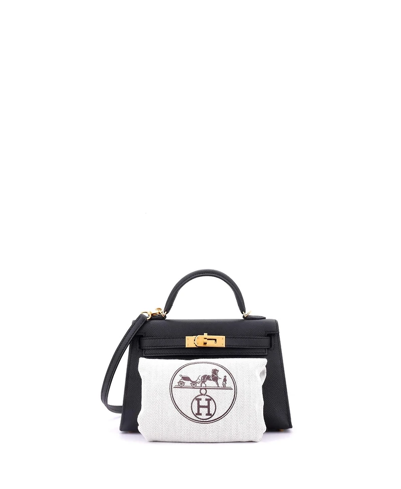 Pre-Owned Hermes Kelly 20 Handbag Black Epsom with Gold Hardware