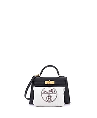 Pre-Owned Hermes Kelly 20 Handbag Black Epsom with Gold Hardware