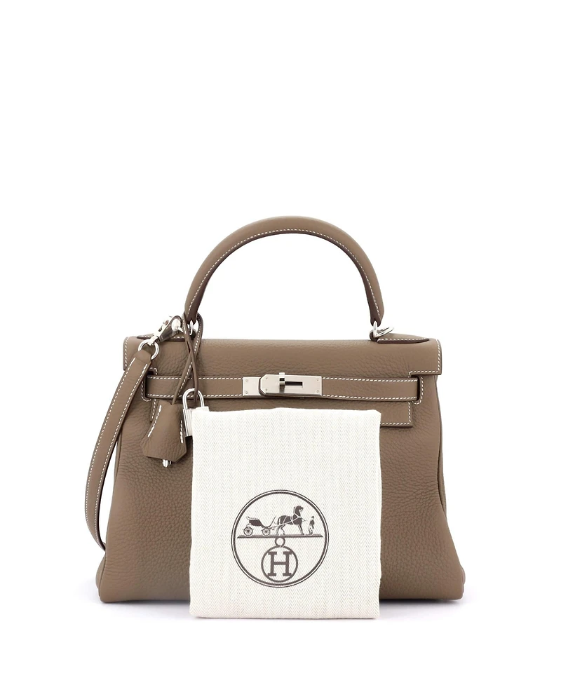 Pre-Owned Hermes Kelly Handbag Grey Togo with Palladium Hardware