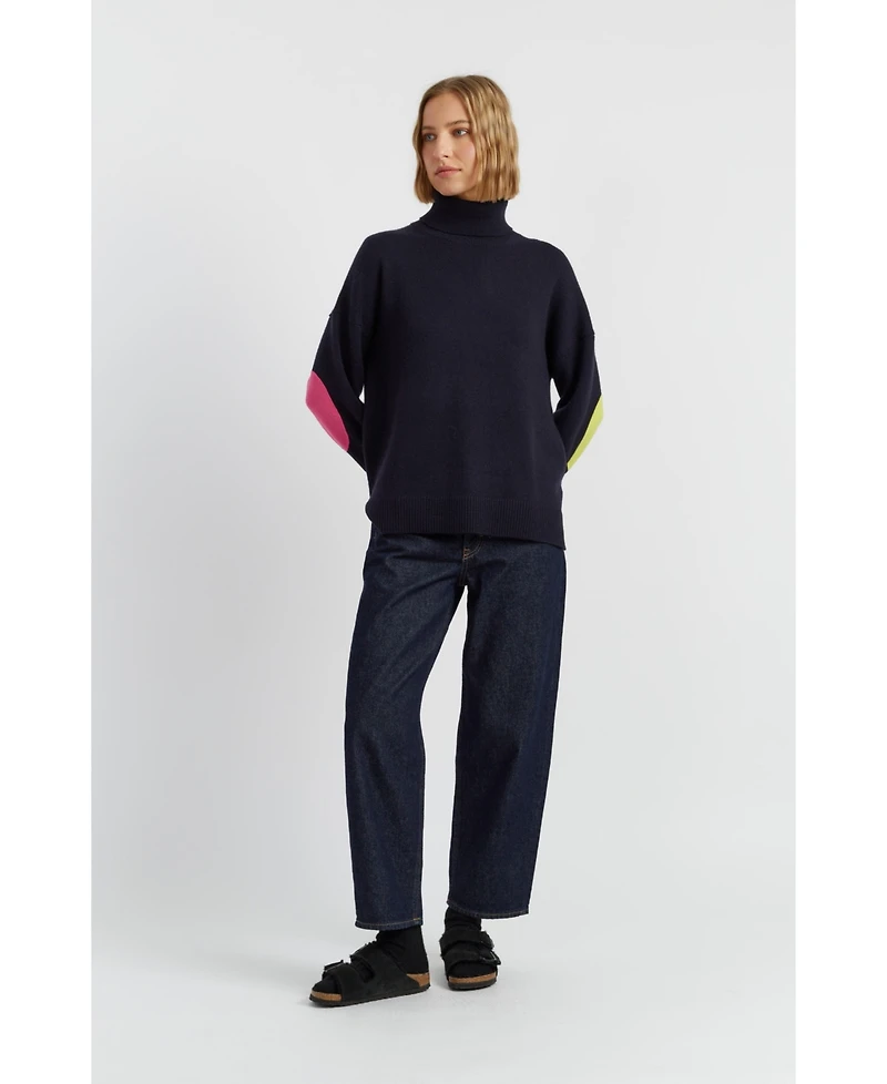 Chinti & Parker Women's Wool Cashmere Elbow Patch Rollneck Sweater
