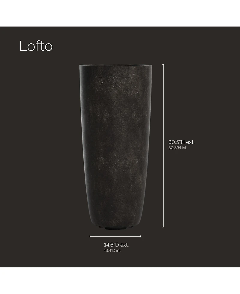 Cosapots Lofto Tall Planter – Stone Finish Fiberglass Indoor/Outdoor and Weather-Resistant Large D x H