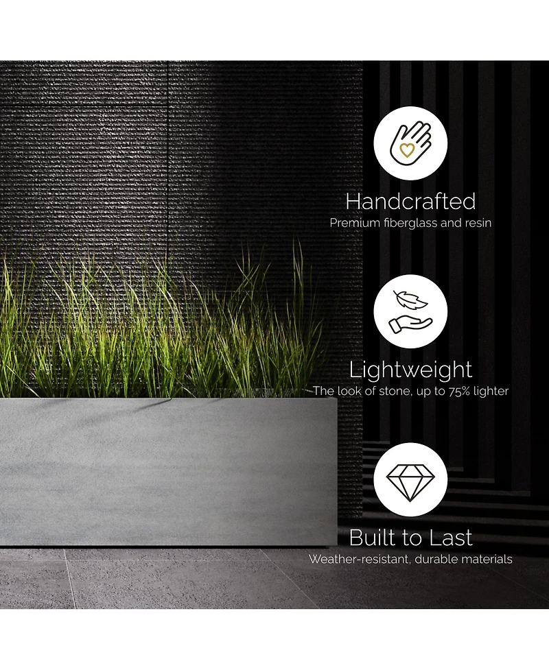Cosapots Lonno Long Rectangular Planter - Brown Stone Finish