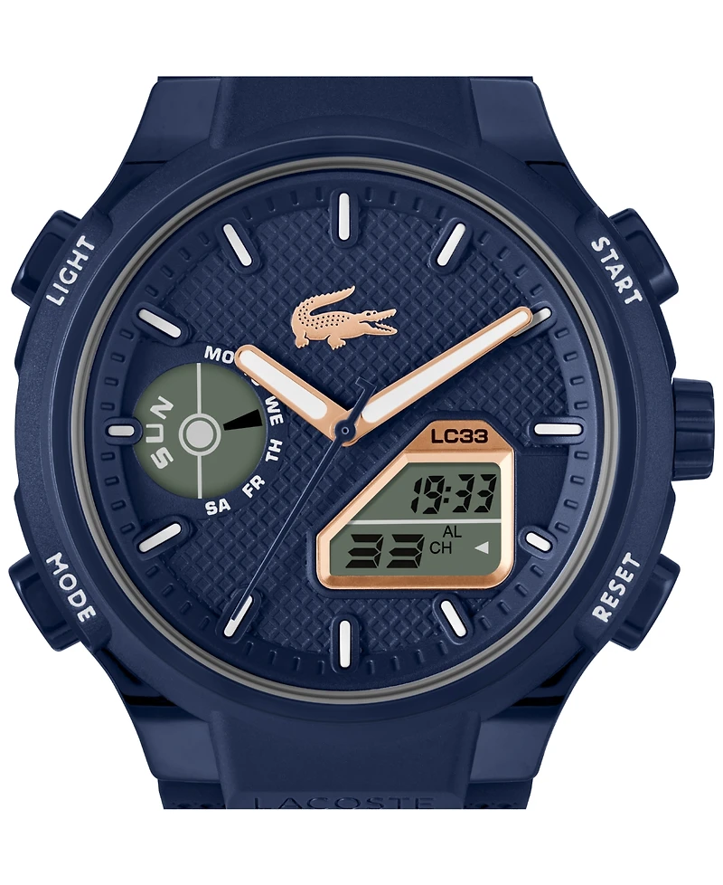Lacoste Men's LC33 Midnight Navy Silicone Strap Watch, 44.8mm