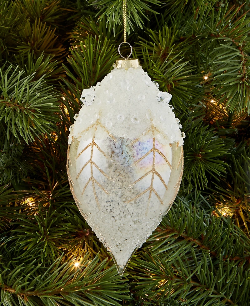 Holiday Lane Iced Delight Glass Frosted Drop Ornament, Macy's Exclusive