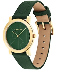 Calvin Klein Women's Ck Monogram Green Leather Strap Watch 32mm