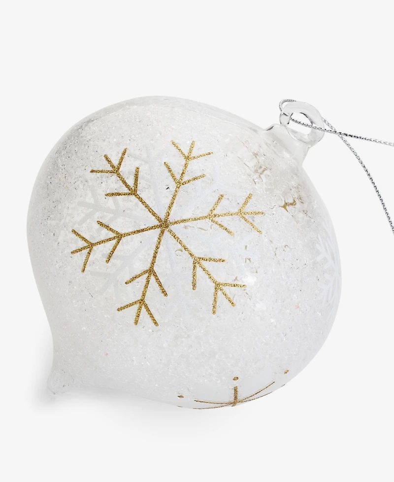 Holiday Lane Iced Delight Glass Snowflake Onion Ornament, Macy's Exclusive