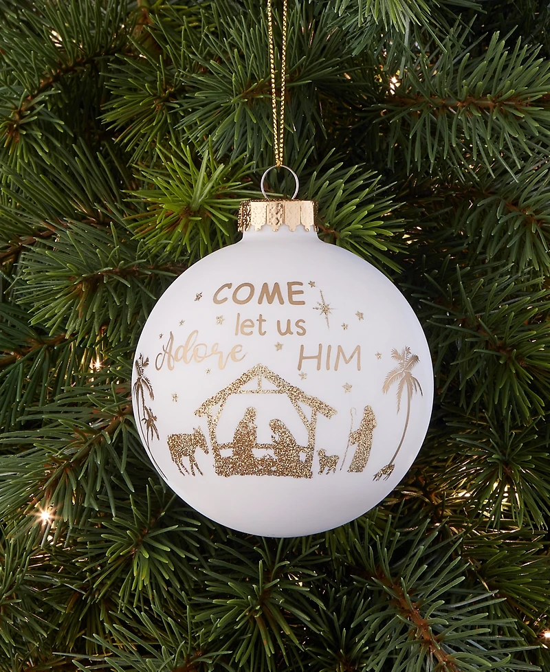 Holiday Lane Blessed White And Gold Nativity Ball Ornament, Macy's Exclusive