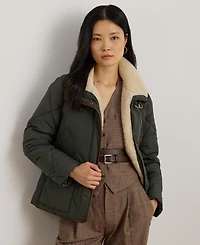 Lauren Ralph Women's Faux-Fur-Collar Diamond Quilted Jacket