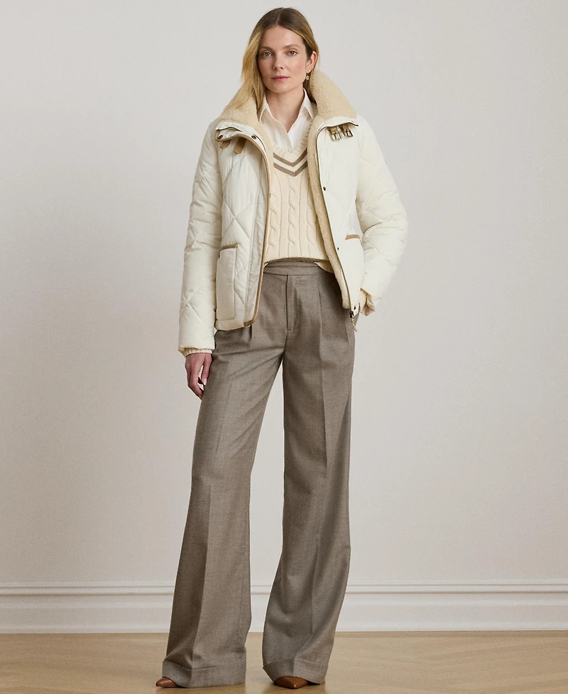 Lauren Ralph Women's Faux-Fur-Collar Diamond Quilted Jacket