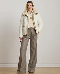 Lauren Ralph Women's Faux-Fur-Collar Diamond Quilted Jacket