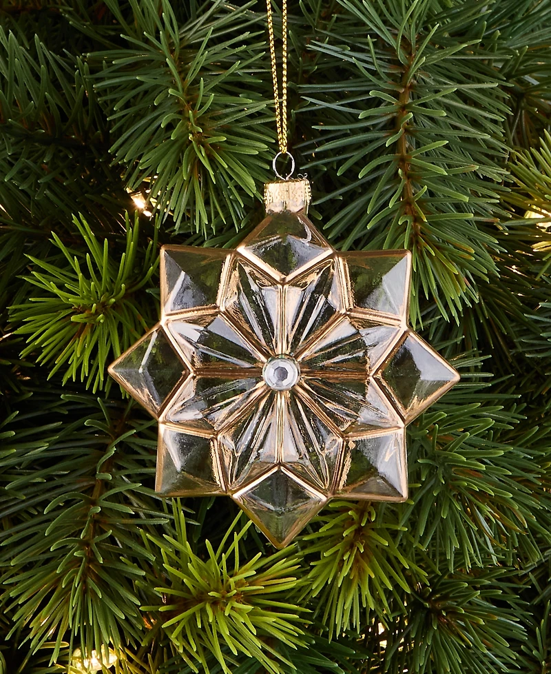 Holiday Lane Blessed Clear Glass Flower Ornament, Macy's Exclusive