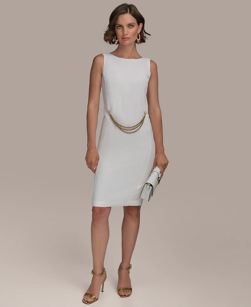 Donna Karan New York Women's Sleeveless Chain-Belt Sheath Dress