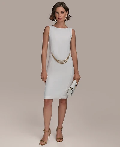 Donna Karan New York Women's Sleeveless Chain-Belt Sheath Dress