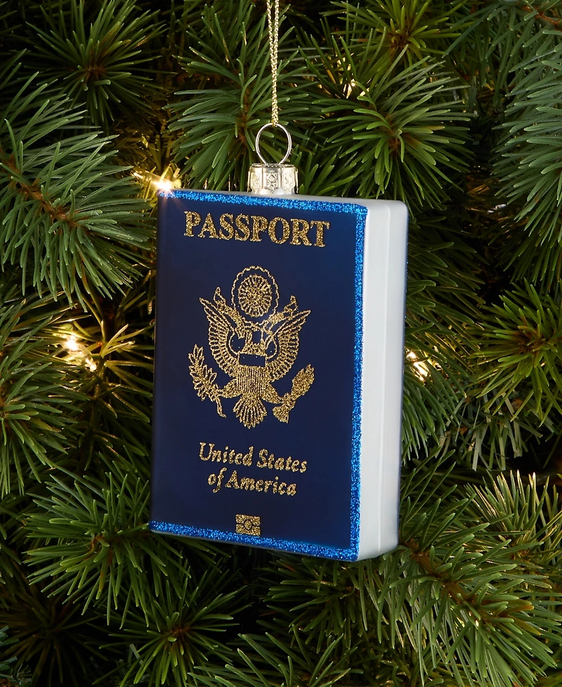 Holiday Lane Around the World Glass Passport Ornament, Macy's Exclusive