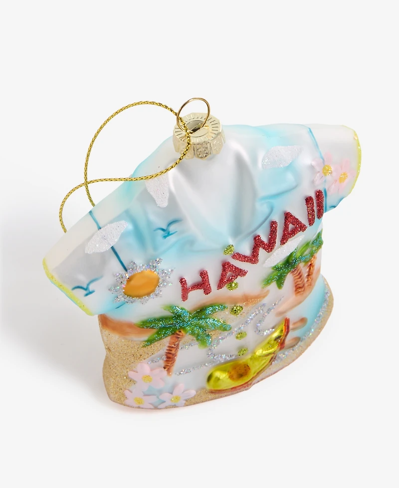 Holiday Lane Hawaii Glass Glittered Shirt Ornament, Macy's Exclusive
