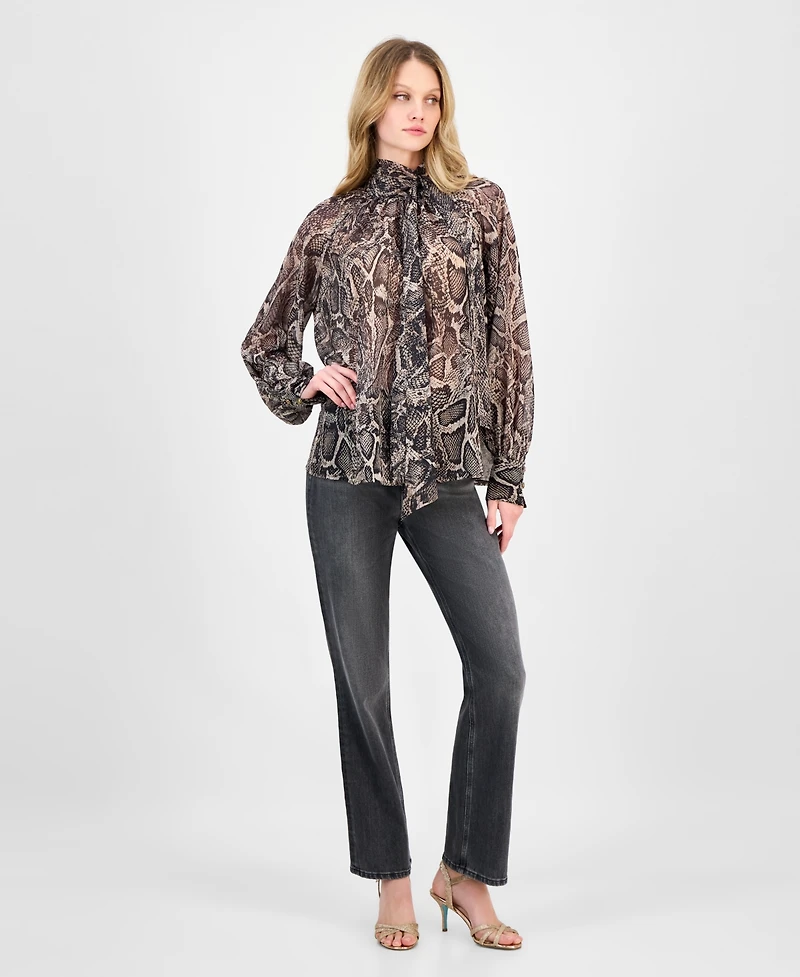 Guess Women's Audrine Printed Tie-Neck Blouse