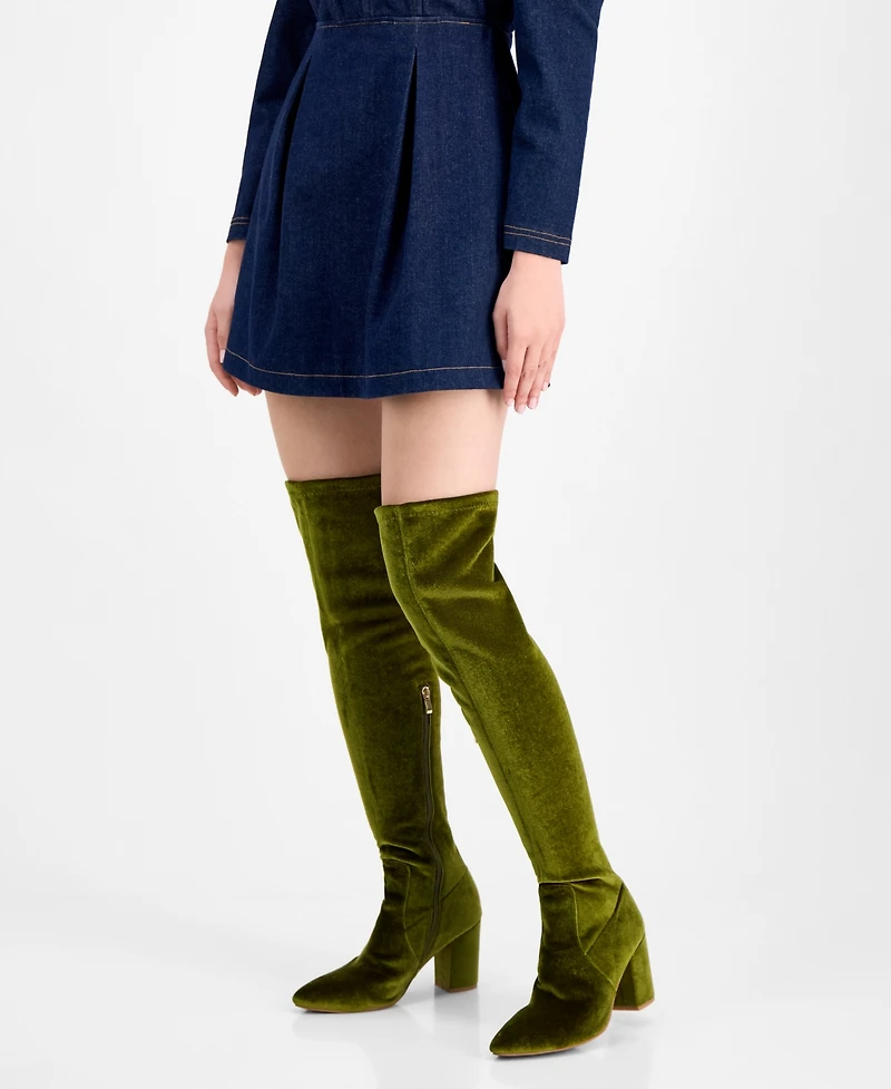 Smash Shoes Women's Malia Wide Calf Block Heel Over-The-Knee Boots - Extended Sizes Available