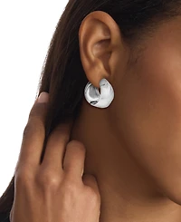 Calvin Klein Small Logo-Etched Sculpted Hoop Earrings, 0.91"