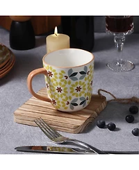 Lorren Home Trends Geo Floral Mugs, Set of 4