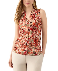 Kasper Women's Floral-Print Hidden-Placket Blouse, Regular & Petite Sizes