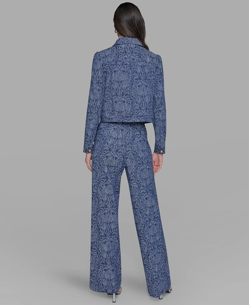 Karl Lagerfeld Paris Petite Printed Button-Front Jacket