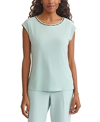 Kasper Women's Beaded-Trim Extended-Shoulder Top, Regular & Petite Sizes