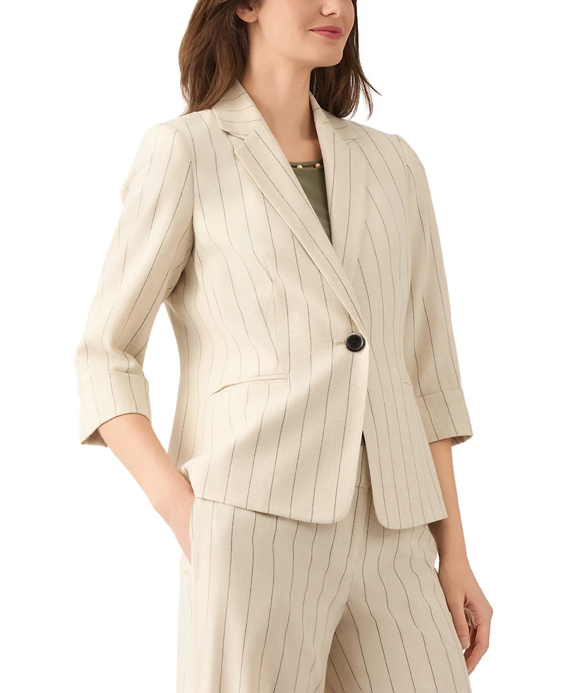 Kasper Women's Pinstripe Notch-Collar 3/4-Sleeve Jacket, Regular & Petite Sizes