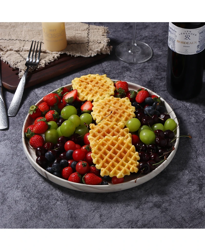 Lorren Home Trends Shiny Marble Pattern Round Serving Platter