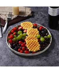 Lorren Home Trends Shiny Marble Pattern Round Serving Platter