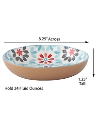 Lorren Home Trends Geo Floral Pasta Bowls, Assorted Set of 4