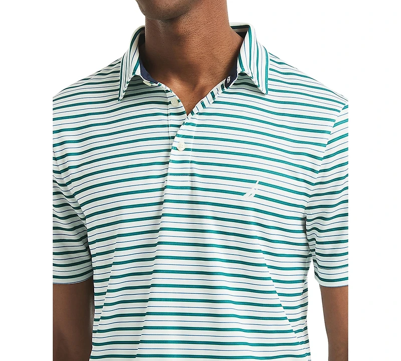 Nautica Men's Short Sleeve Striped Performance Golf Polo Shirt