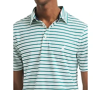 Nautica Men's Short Sleeve Striped Performance Golf Polo Shirt