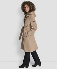 Dkny Women's Hooded Bibbed Belted Trench Coat