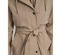 Dkny Women's Hooded Bibbed Belted Trench Coat