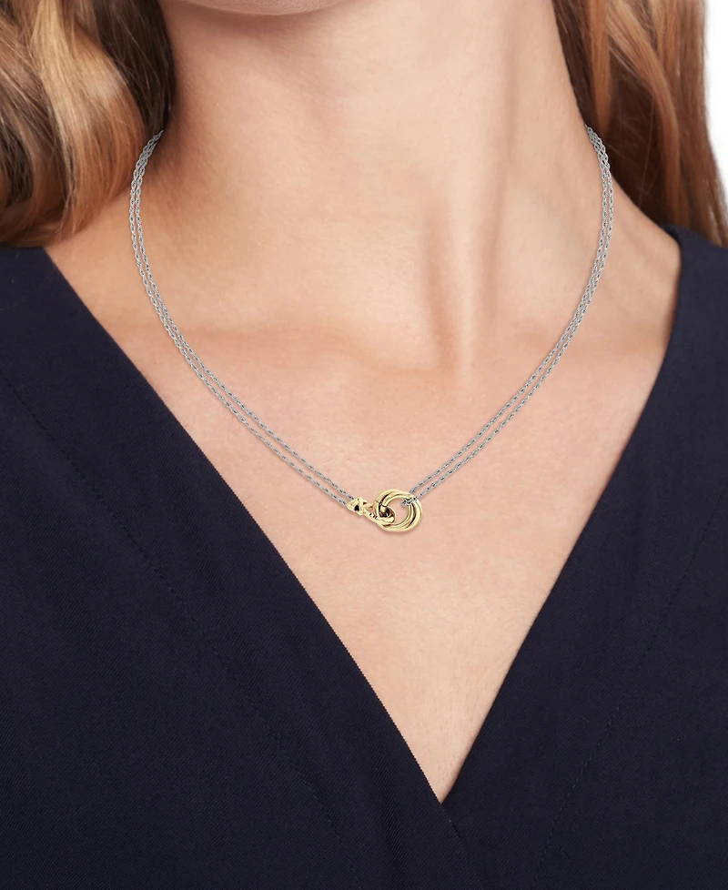 Tommy Hilfiger Two-Tone Nautical Knot Pendant Necklace, 16" + 2" extender