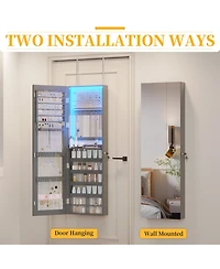 Vlsrka Wall/Door Mounted Led Jewelry Storage Mirror Cabinet