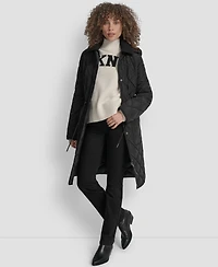 Dkny Women's Corduroy-Collar Quilted Anorak Coat