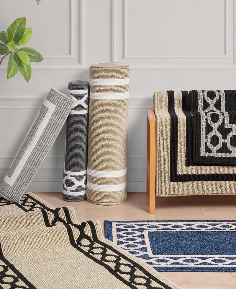 Jean Pierre New York Double Line Border Tufted Runner Rug