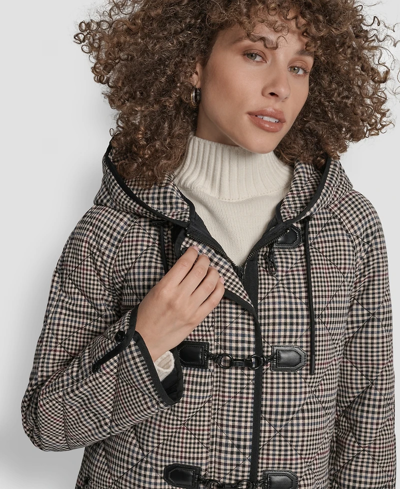 Dkny Women's Hooded Toggle Quilted Coat