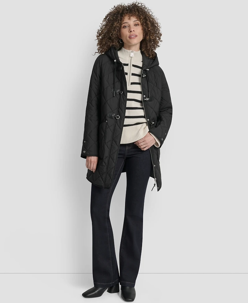 Dkny Women's Hooded Toggle Quilted Coat