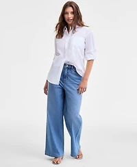 On 34th Women's Cotton Poplin Relaxed Shirt, Macy's Exclusive