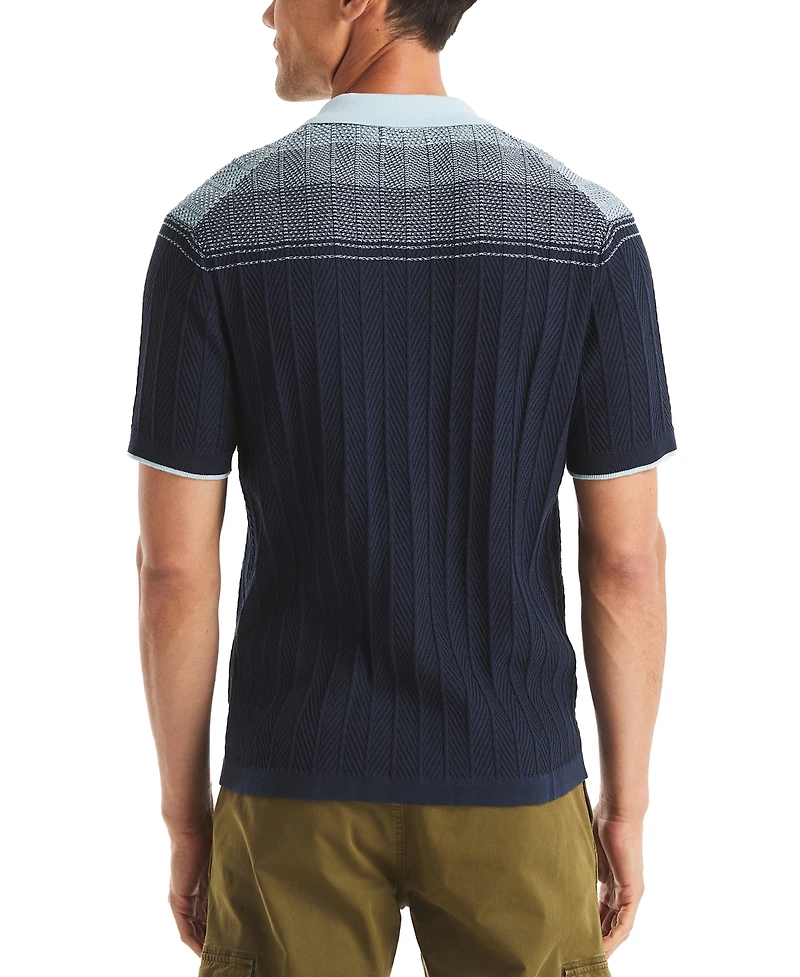Nautica Men's Short Sleeve Button-Front Sweater