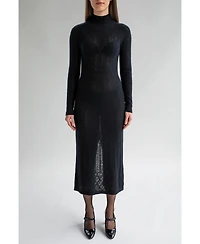 Sskein Women's Margot Pointelle Lace Slim Knit Dress