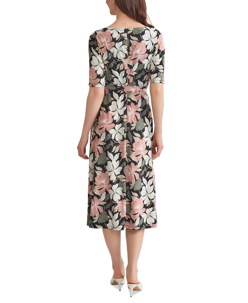 Kasper Women's Printed Elbow-Sleeve Midi Dress, Regular & Petite