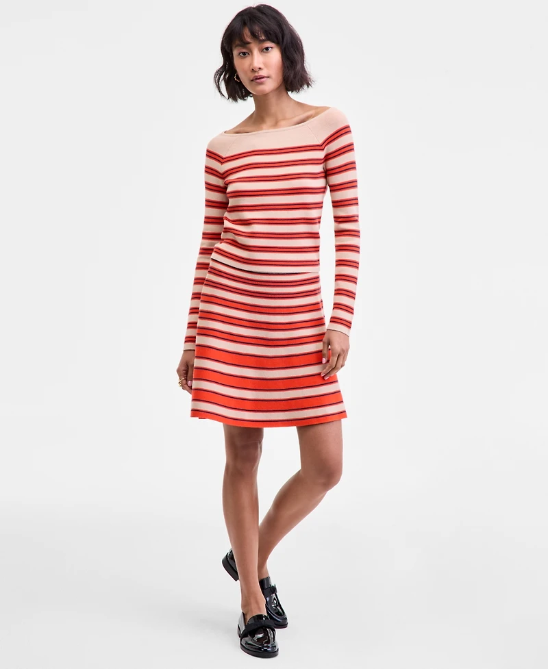 On 34th Women's Striped Boat-Neck Long-Sleeve Sweater, Macy's Exclusive