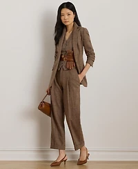 Lauren Ralph Women's Glen Plaid Pleated Cropped Pants