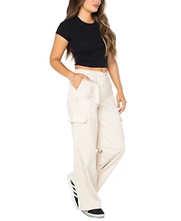 Celebrity Pink Juniors' Cargo Strap Wide-Leg Pants